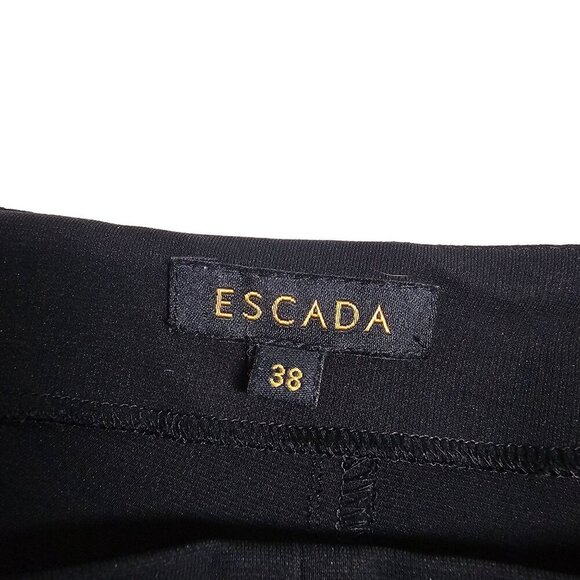 Escada Pintuck Hi Rise Trouser‎ Pants Slim Leg Ankle Side Zip Black Womens 38 - Picture 5 of 14